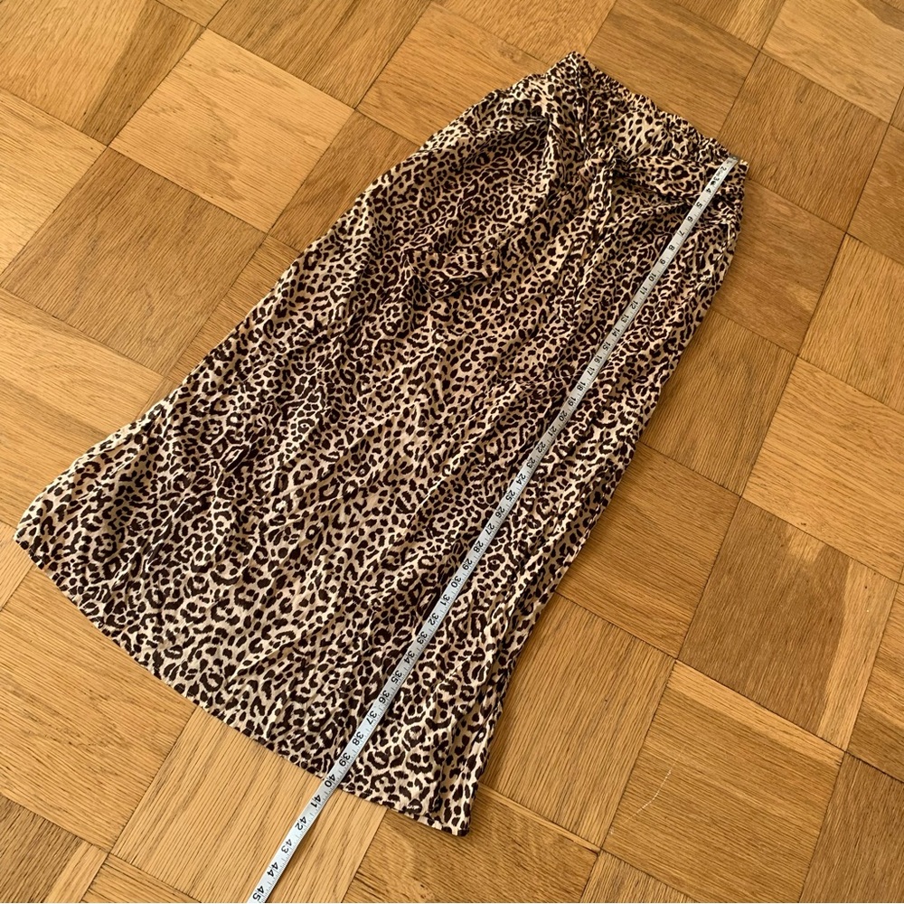 J Crew Beach Small Long Skirt Leopard Animal Print Front Tie Slits - Picture 5 of 8